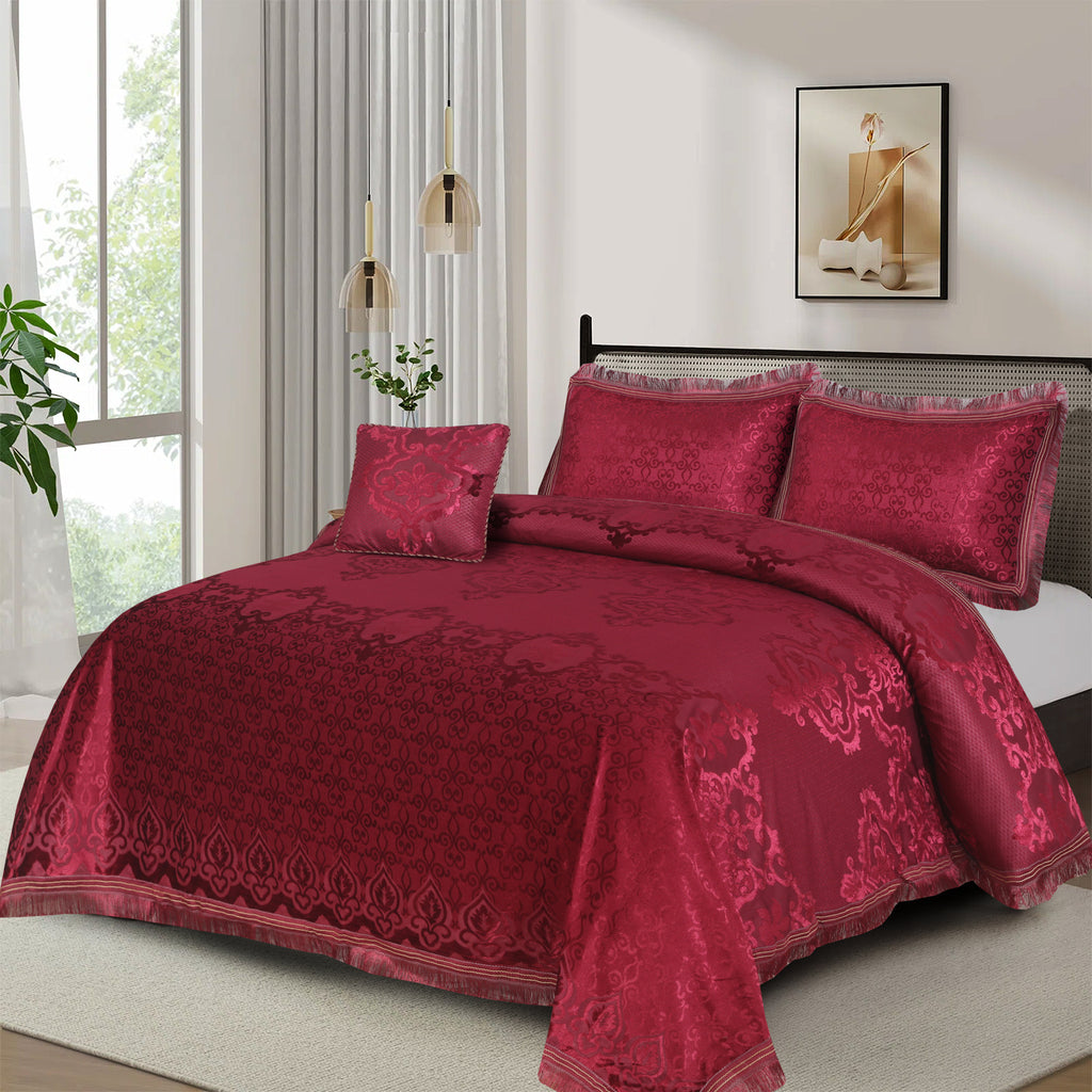 Heavy Palachi & Leather Bed Sheet Set – 4 Pcs Design Code 548