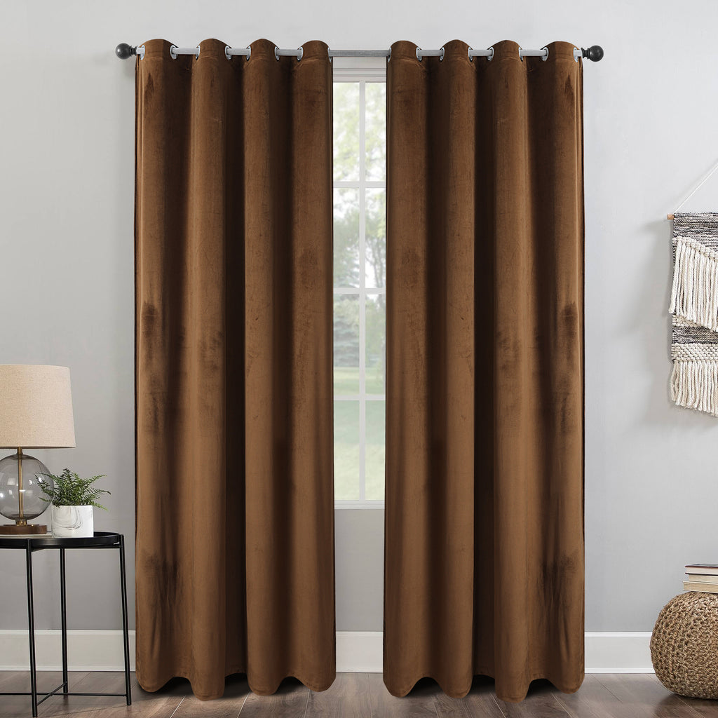 Velvet Curtains Pack of 2 Plain Design 029