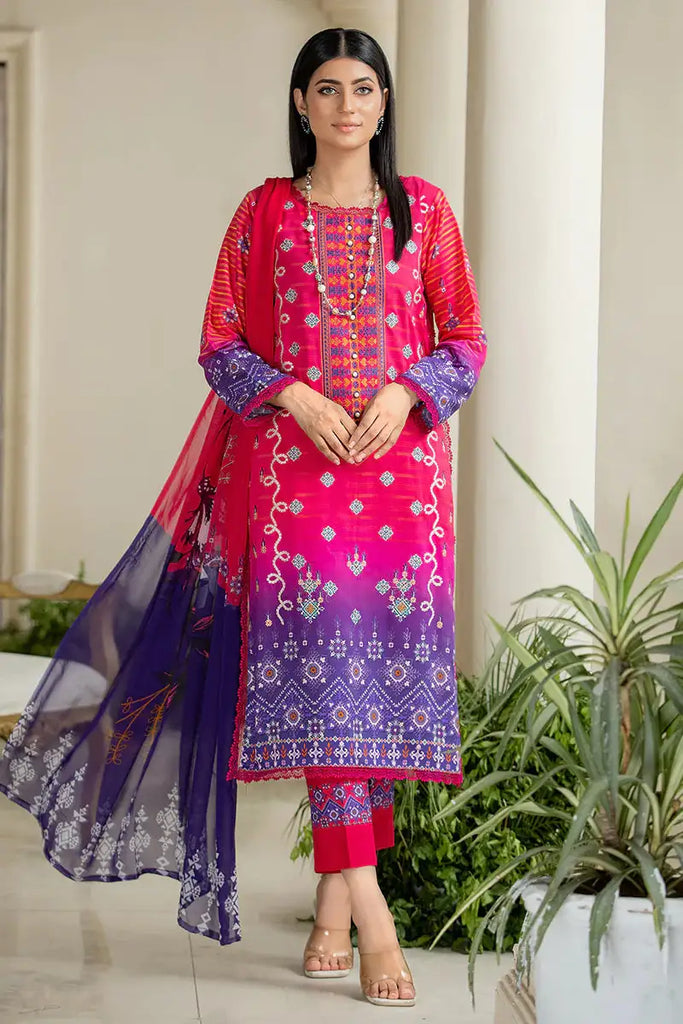 Digital Printed Exclusive Viscose Embroidered Cnr Aly Vol1 D#1 3Pc Embroidered