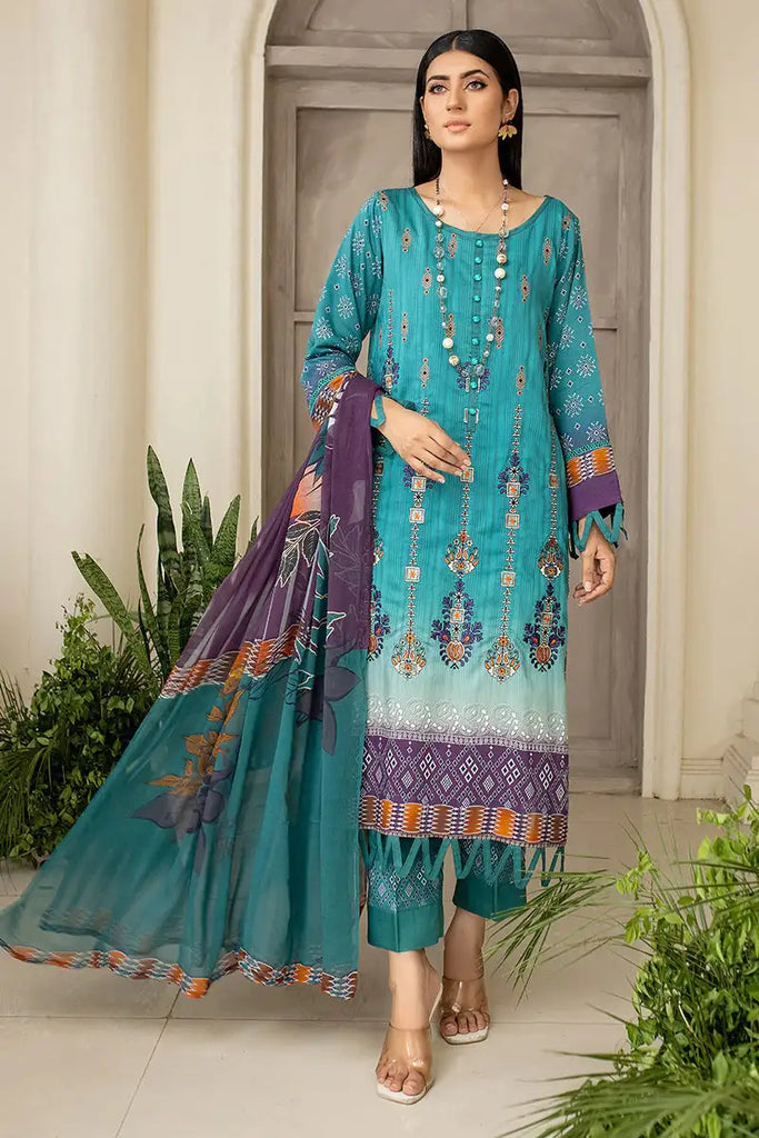 Digital Printed Exclusive Viscose Embroidered Cnr Aly Vol1 D#4 3Pc Embroidered