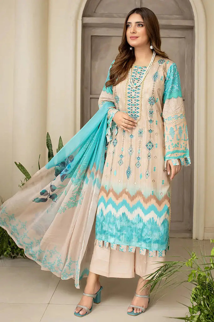 Digital Printed Exclusive Viscose Embroidered Cnr Aly Vol1 D#5 3Pc Embroidered