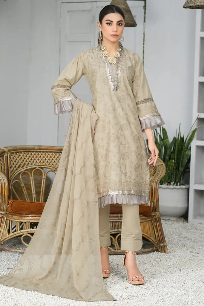 Embroidered Lawn Aly Azr Vol 04-23 D#07 3 Pc Suit