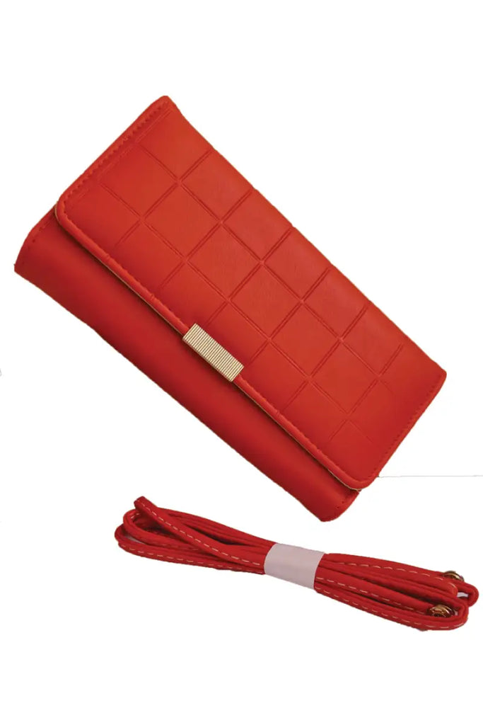 Red Quilted Pattern Three-Fold Wallet Wallet