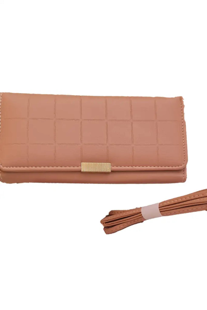 Dusty Pink Quilted Pattern Three-Fold Wallet Wallet