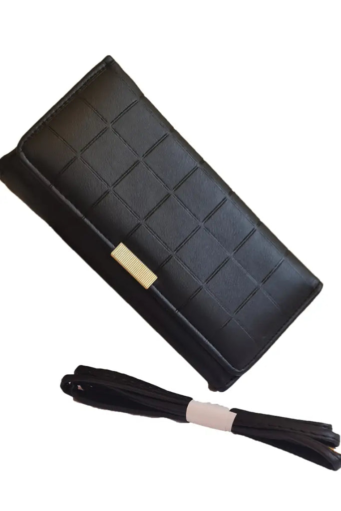Black Quilted Pattern Three-Fold Wallet Wallet