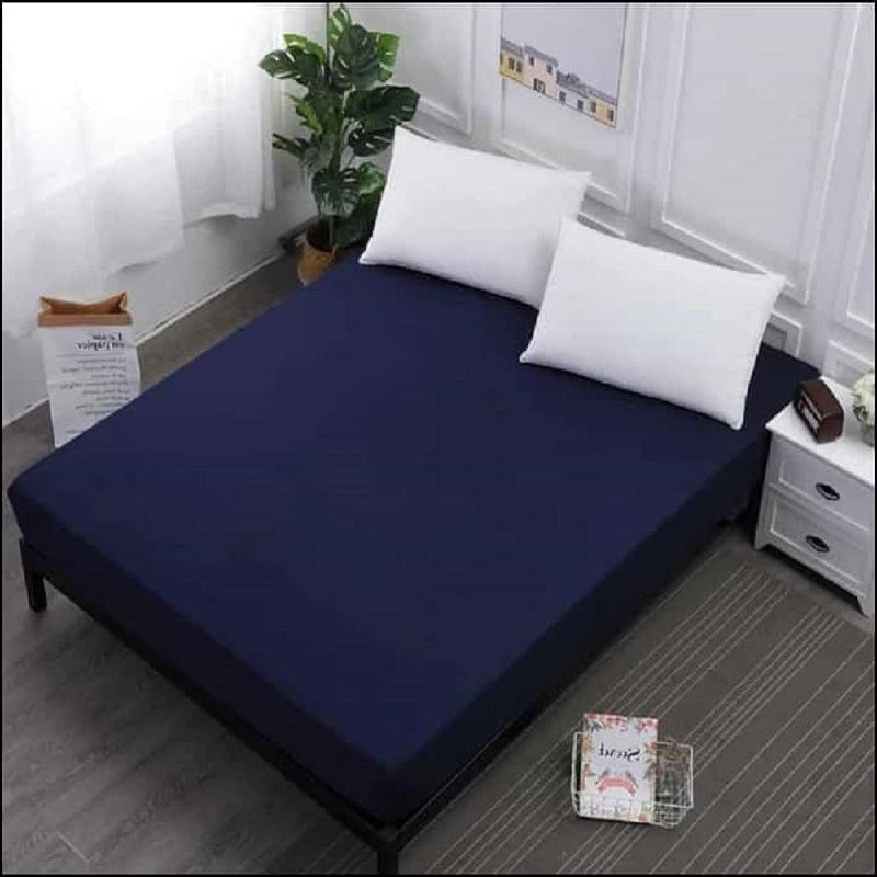 Blue Waterproof Double Fitted Bed Sheet